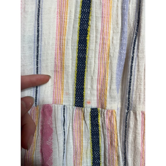 Anthropologie Multi Color Striped Tiered Mini Dress Womens Medium Boho Laced - Picture 2 of 4